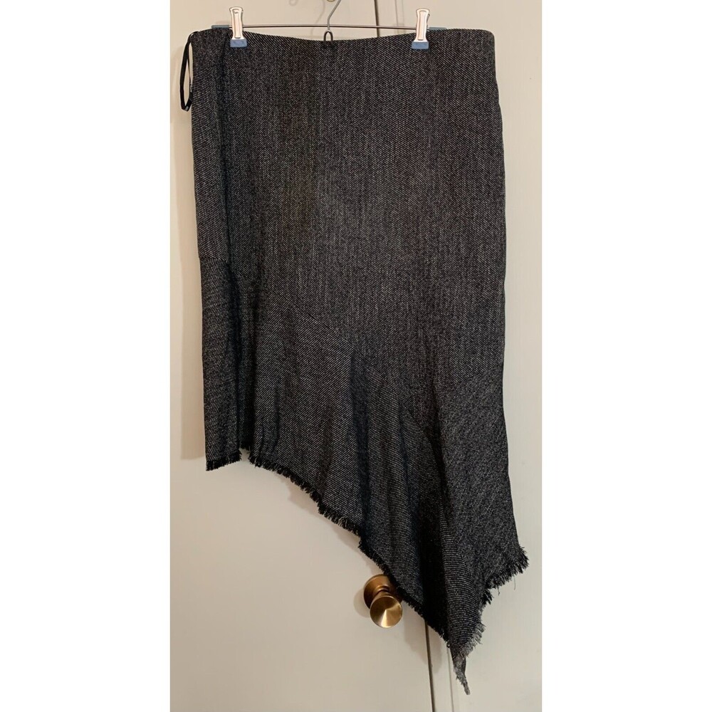 NWT Anne Klein Asymmetrical Skirt Women's 14W Black Polyester Stretch Fringe